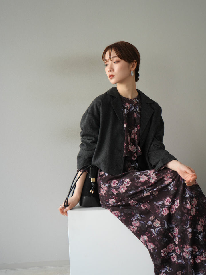 [予約]ツイードショートジャケット/ブラック