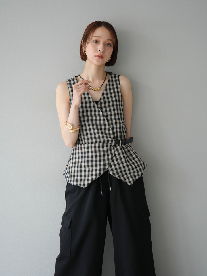 [SET]ベルトデザインバルーンブラウス+ウエストラインサイドポケットスウェットパンツ(2set)