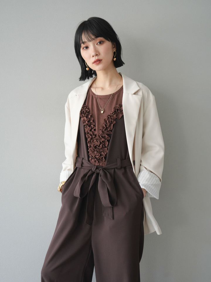 [予約]リネンタッチテーラードジャケット/アイボリー