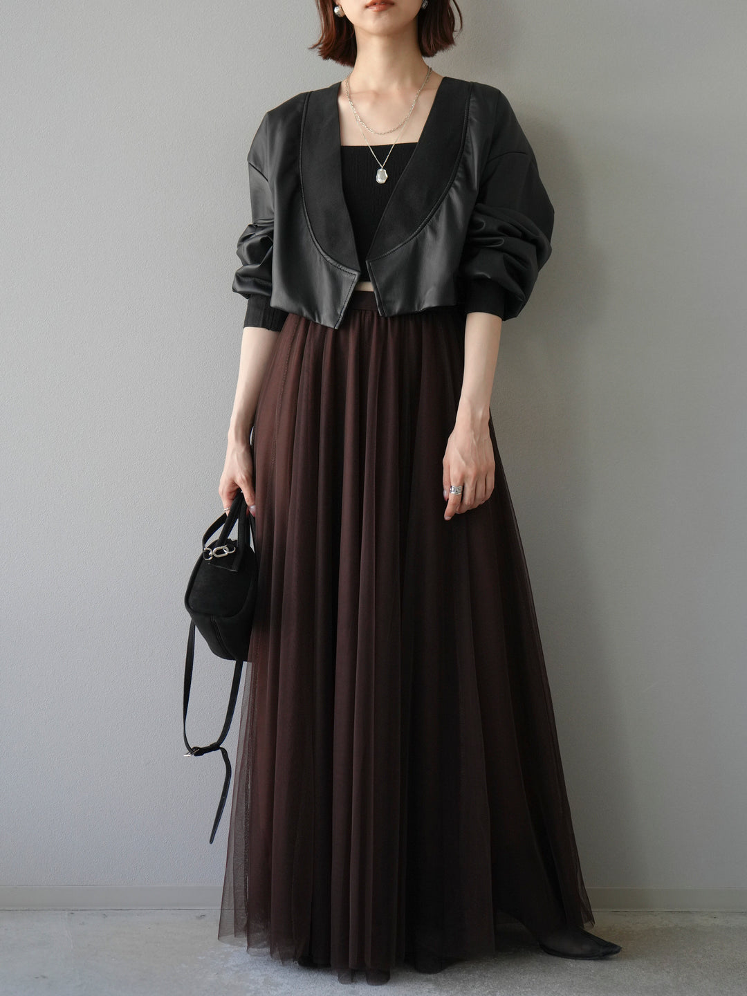 [予約]レザーバルーンボレロ/ブラック