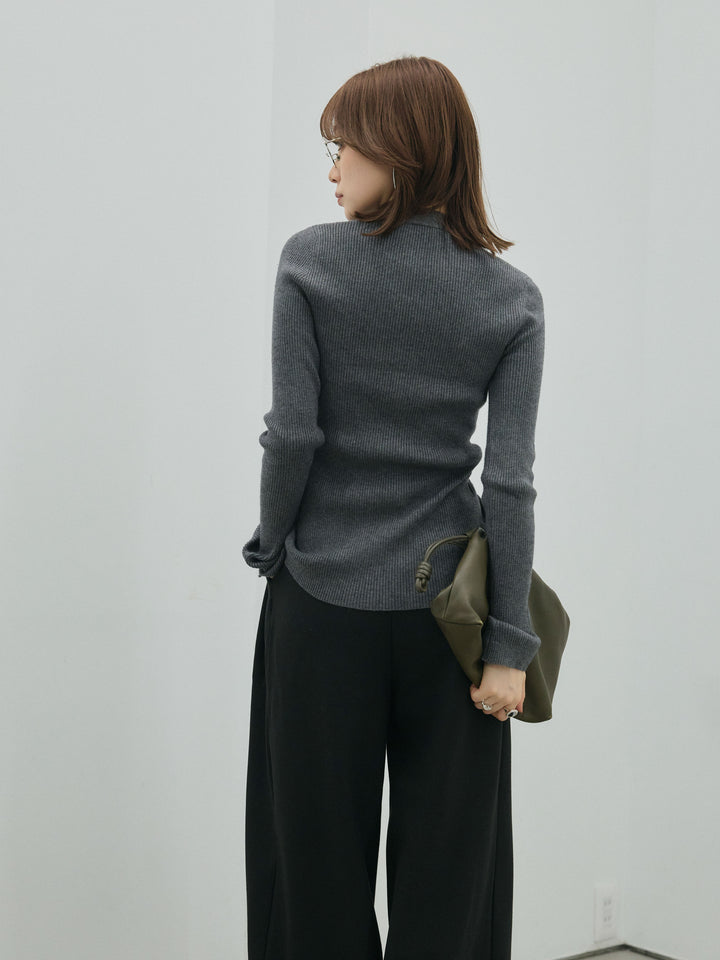 [予約]フロントツイストリブニットトップス/gray