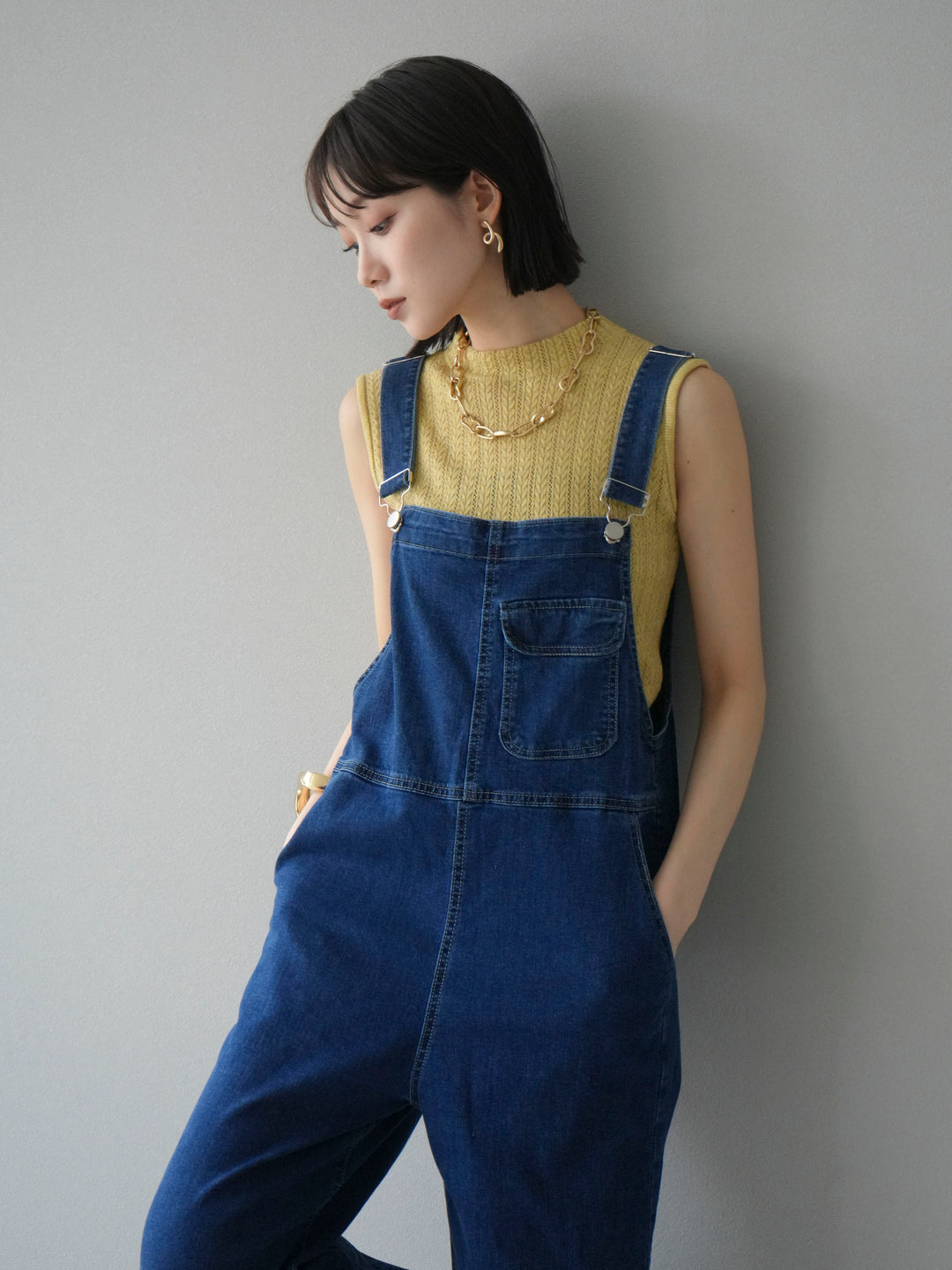 【預購】彈性牛仔寬褲/藍色