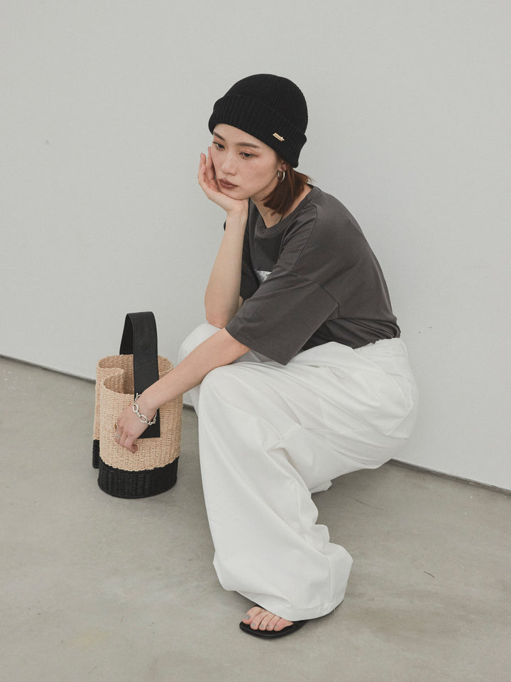 [予約]箔プリントドライタッチコットンTEE /チャコール