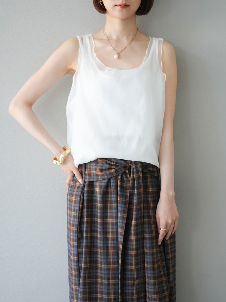 [予約]オーガンジーレイヤードタンクトップ/ホワイト