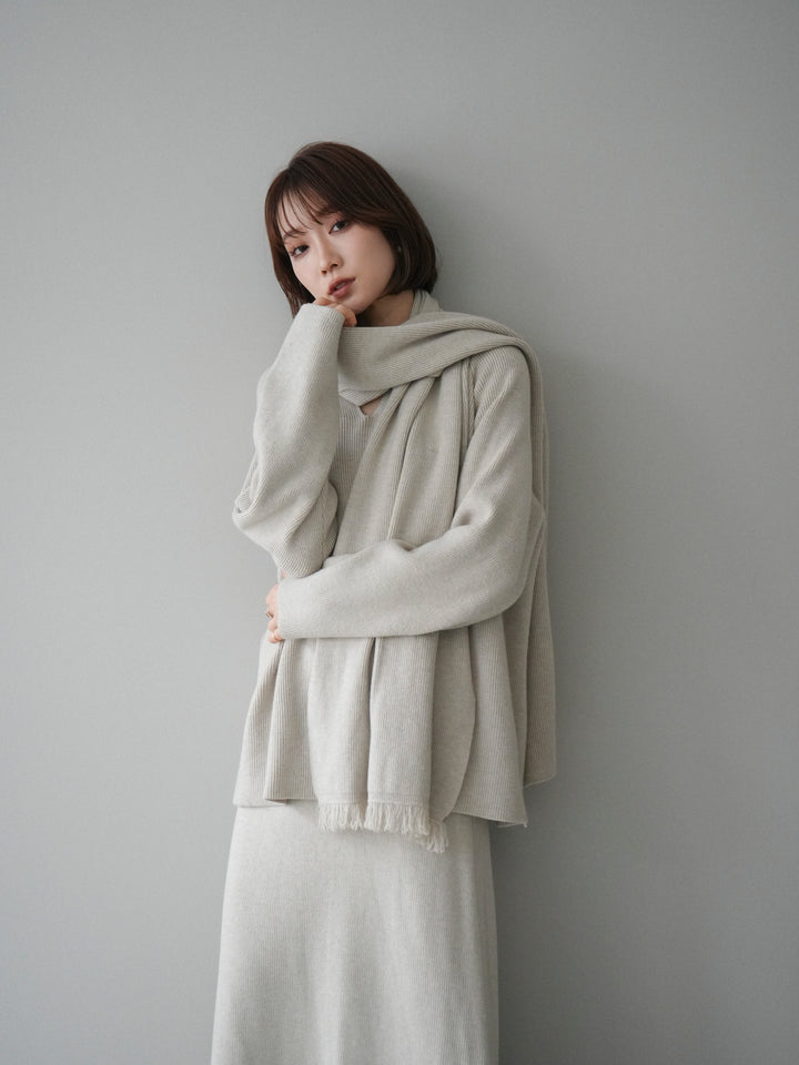 [SET]ストール付キーネックニットSET UP