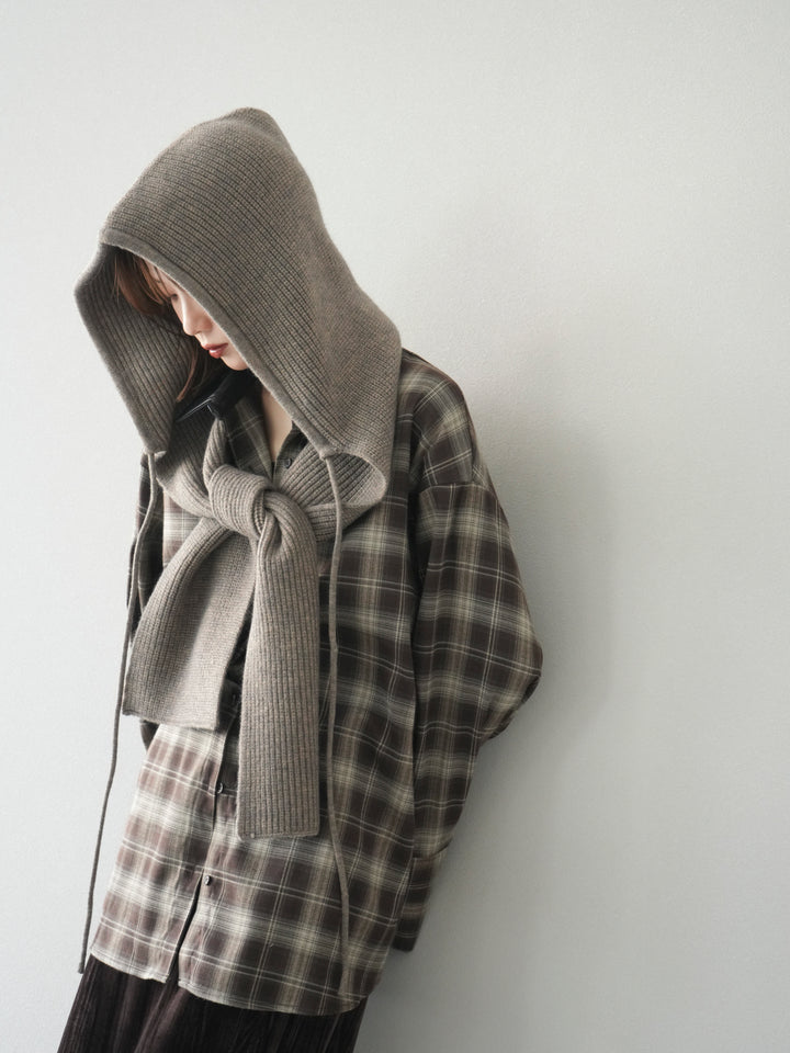 [予約]フードニットマフラー/グレージュ