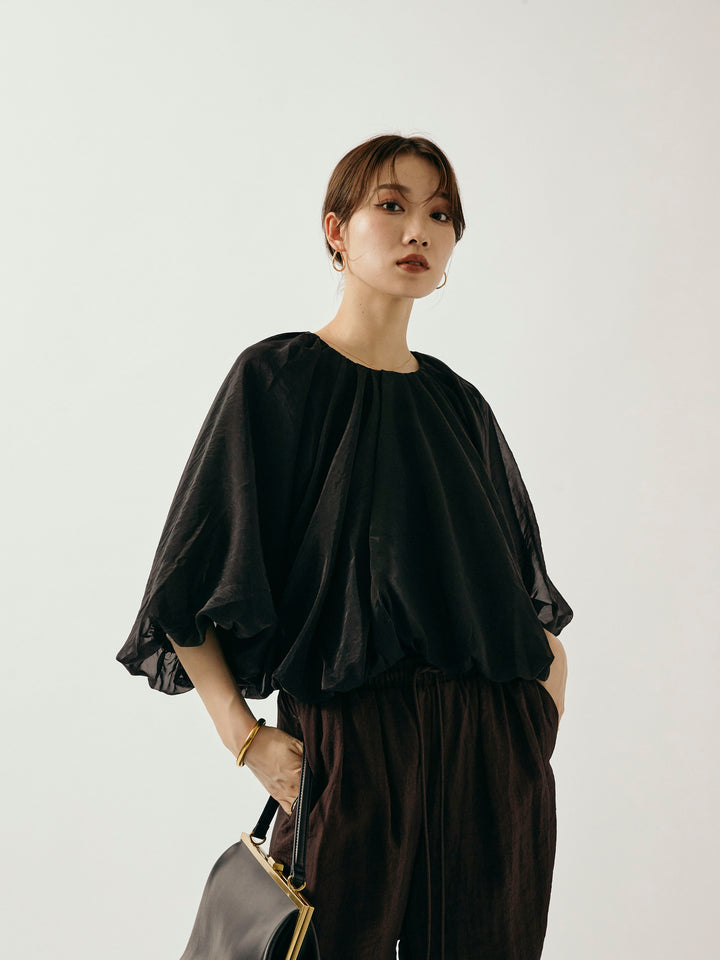 【Allure】[SET]オーガンジーバルーンショートブラウス+オーガンジーバルーンショートブラウス(2set)