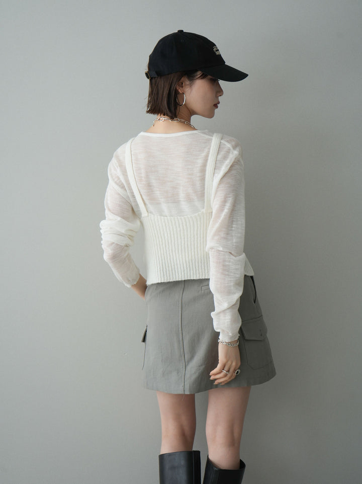 [予約]ビスチェアンサンブルシアーニット/white