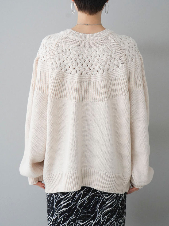 [Pre-order] Cable-switched knit pullover/ivory