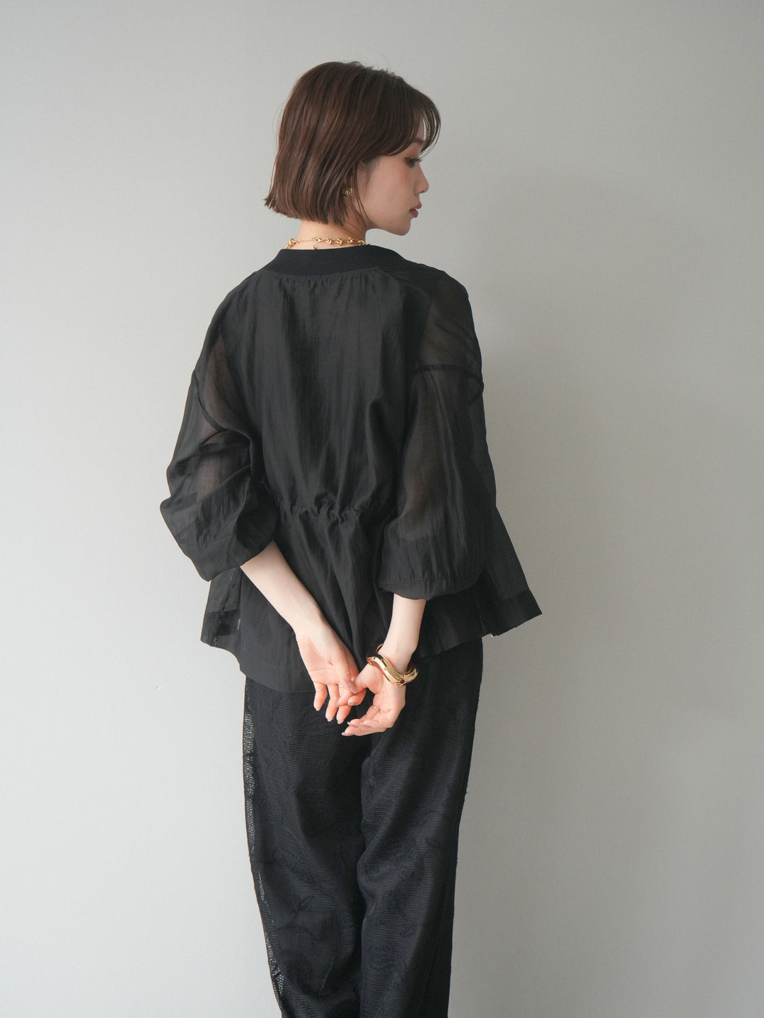 [SET]レース刺繍サロペット+ドロストシアーブルゾン(2set)