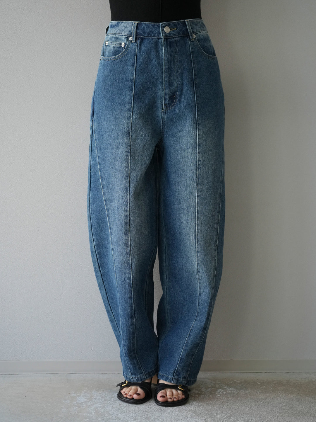 [予約]切替デザインカーブデニム/ブルー