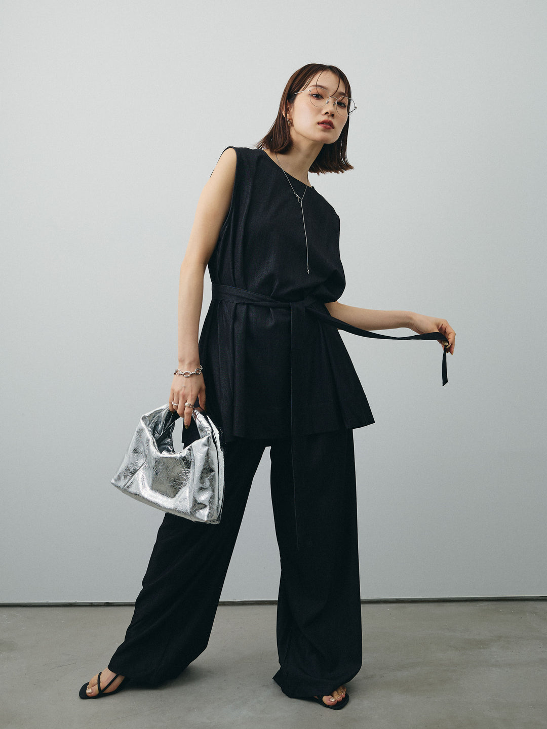 [SET]テンセルデニムノースリーブ＆ワイドパンツSET UP+テンセルデニムノースリーブ＆ワイドパンツSET UP(2set)