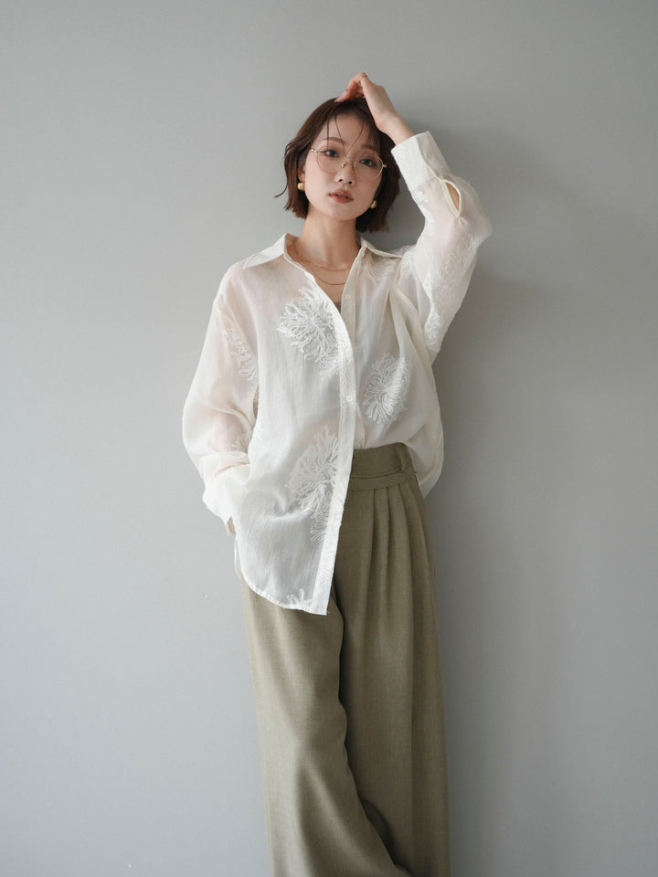 [予約]シアーエンブロイダリーシャツ/ivory
