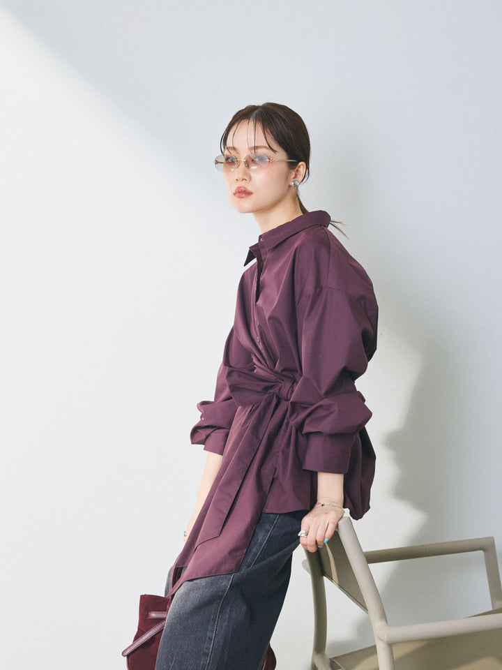 【Allure】[SET]ウエストアシメリボンシャツ+ウエストアシメリボンシャツ(2set)