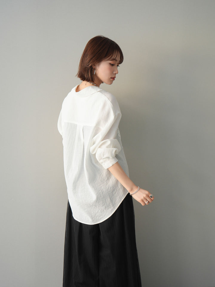 【預購】縐紗刺繡襯衫/白色