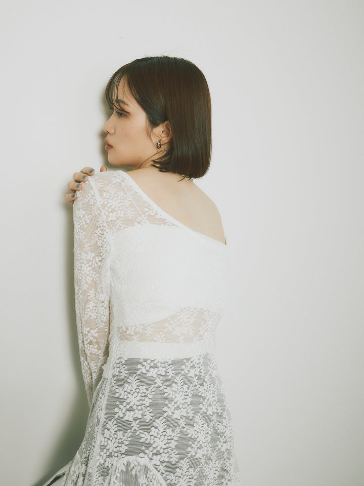 [予約]ラッフルレースロングトップス/オフ