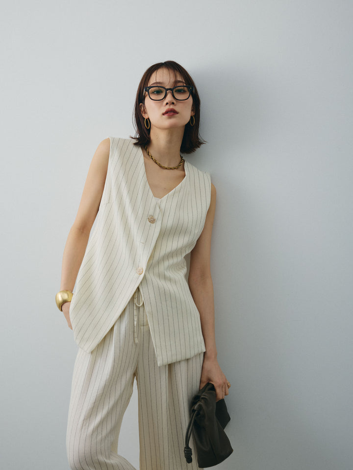 [SET]ストライプベスト＆ワイドパンツSET UP+ストライプベスト＆ワイドパンツSET UP(2set)