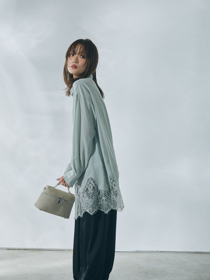 【Allure】[SET]裾レースポプリンシャツ+裾レースポプリンシャツ(2set)