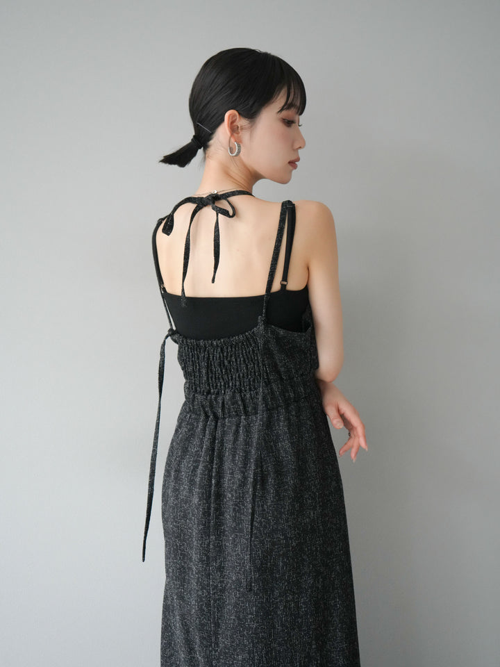 [預購] 夏季粗花呢多層吊帶洋裝/黑色