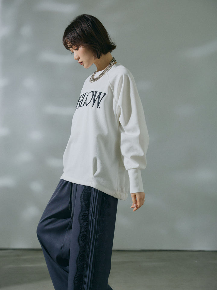 【Allure】[SET]ブークレダンボールロゴ刺繍プルオーバー+サイドピンタックレースイージーワイドパンツ(2set)