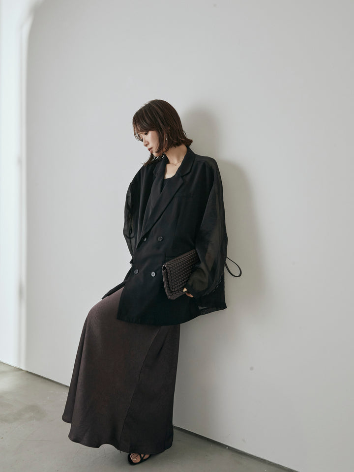 【預購】透視剪裁西裝外套/黑色