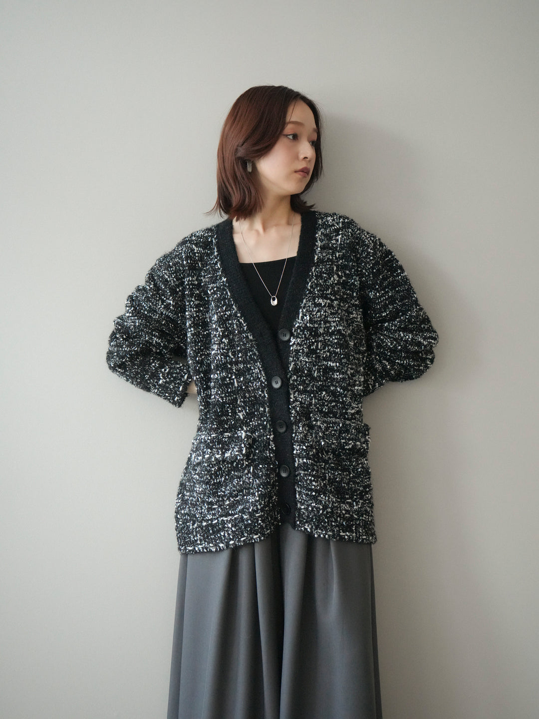 [SET]モールネップニットカーディガン+選べるアクセセット(2set)