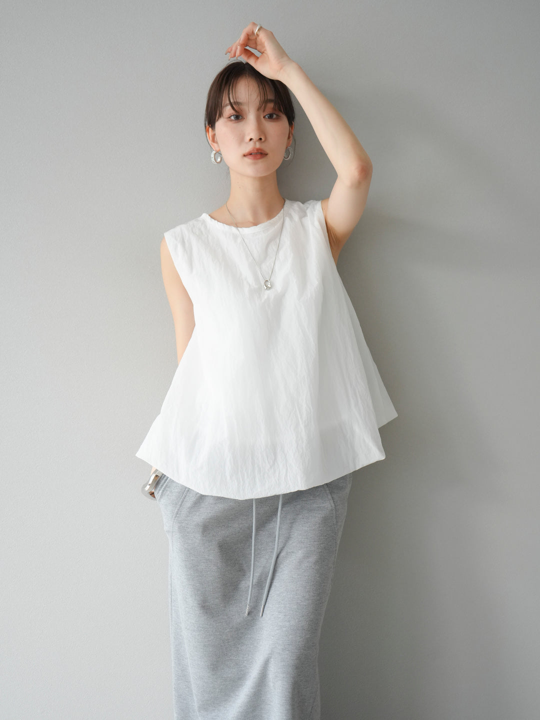 [予約]ワッシャータフタバルーンブラウス/オフ