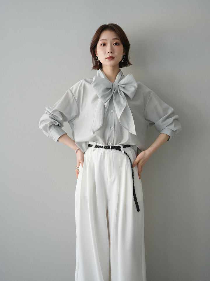 [SET]シアーボウタイブラウス+シアーボウタイブラウス(2set)