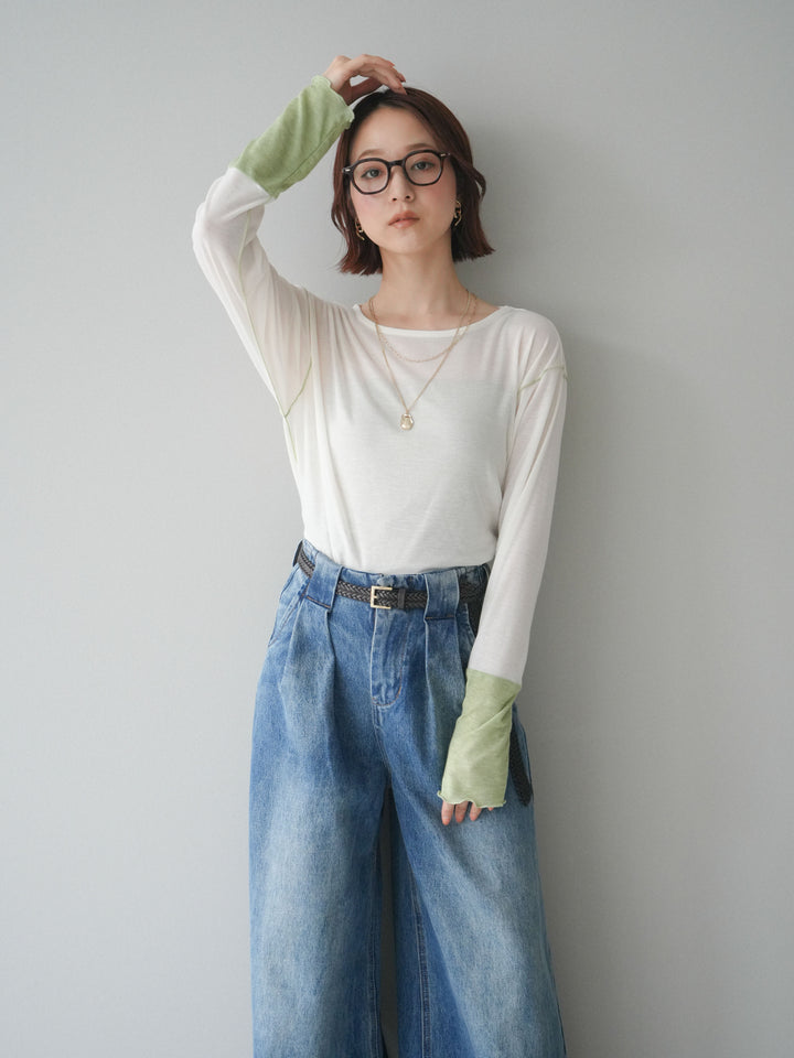 [SET]配色メロウトップス+配色メロウトップス(2set)