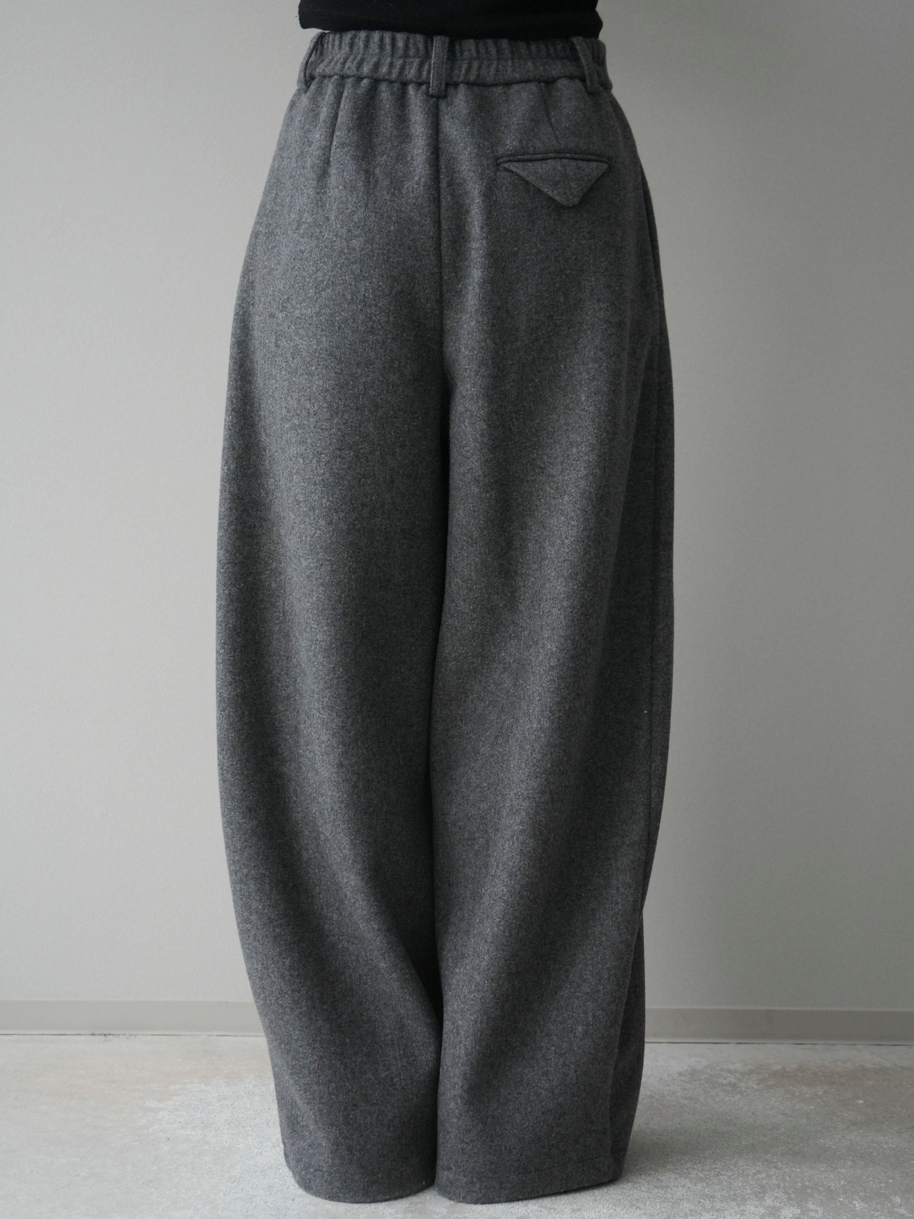 YU-YU　mahf ビブパンツ Lサイズ ダークグレー 予約]ウールタッチカーブパンツ/gray – Lumier