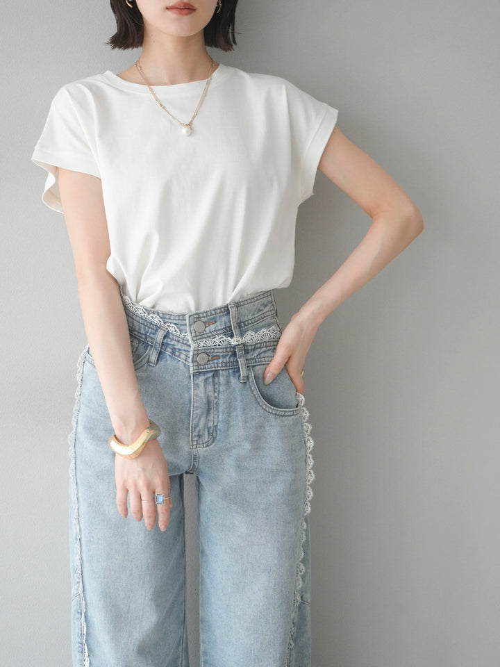 [予約]フレンチスリーブTシャツ/オフホワイト　　