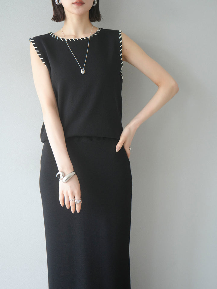 [SET] 亞麻手織套頭衫 + 亞麻手織緊身裙 (2 件套)