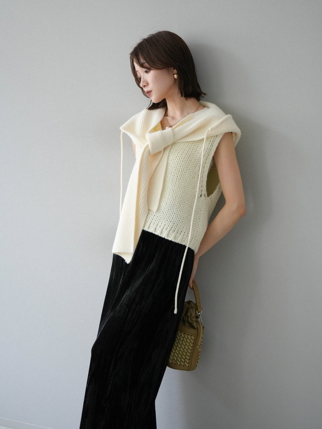 [予約]フードニットマフラー/アイボリー