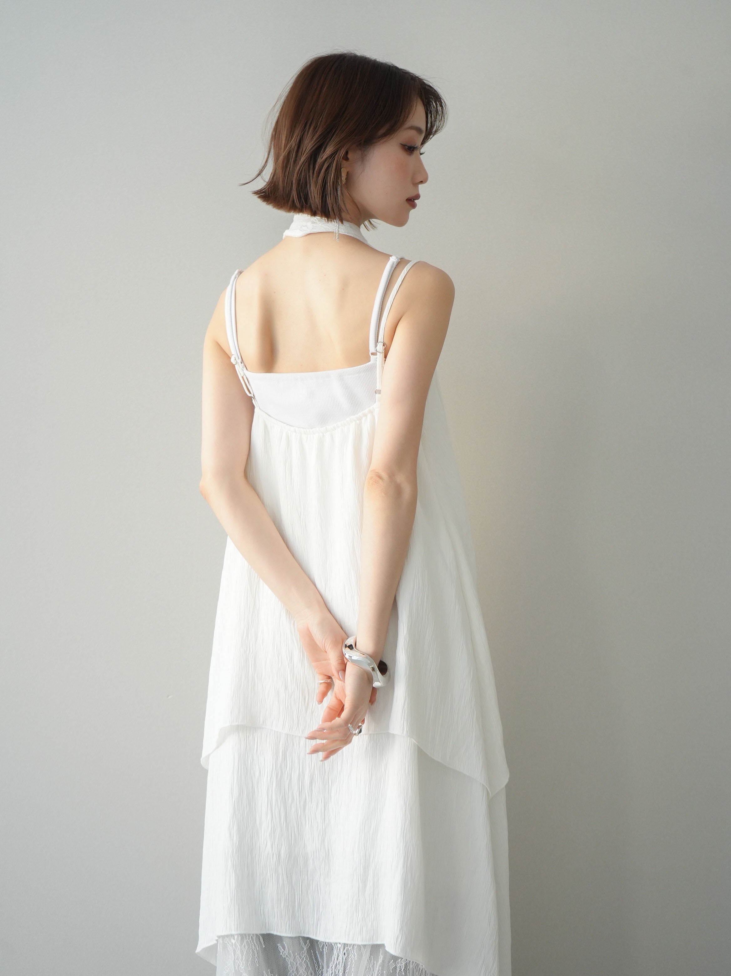 予約]レース切替アシンメトリーワンピース/white – Lumier