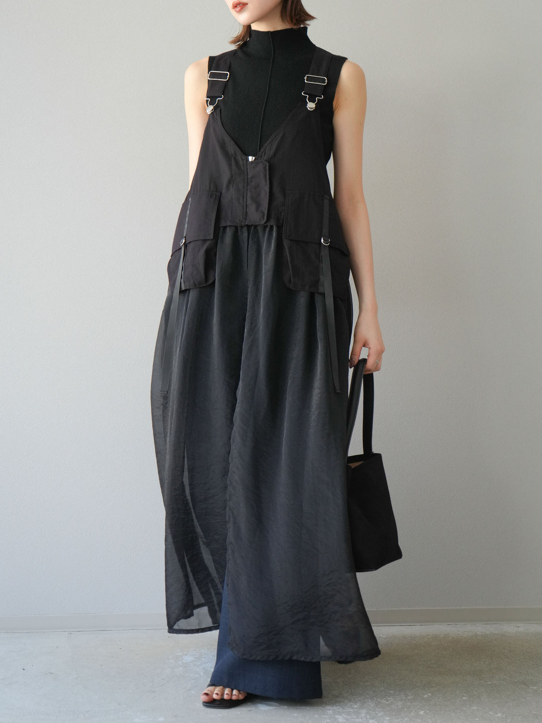 [予約]タクティカルベストオーガンザワンピース/ブラック