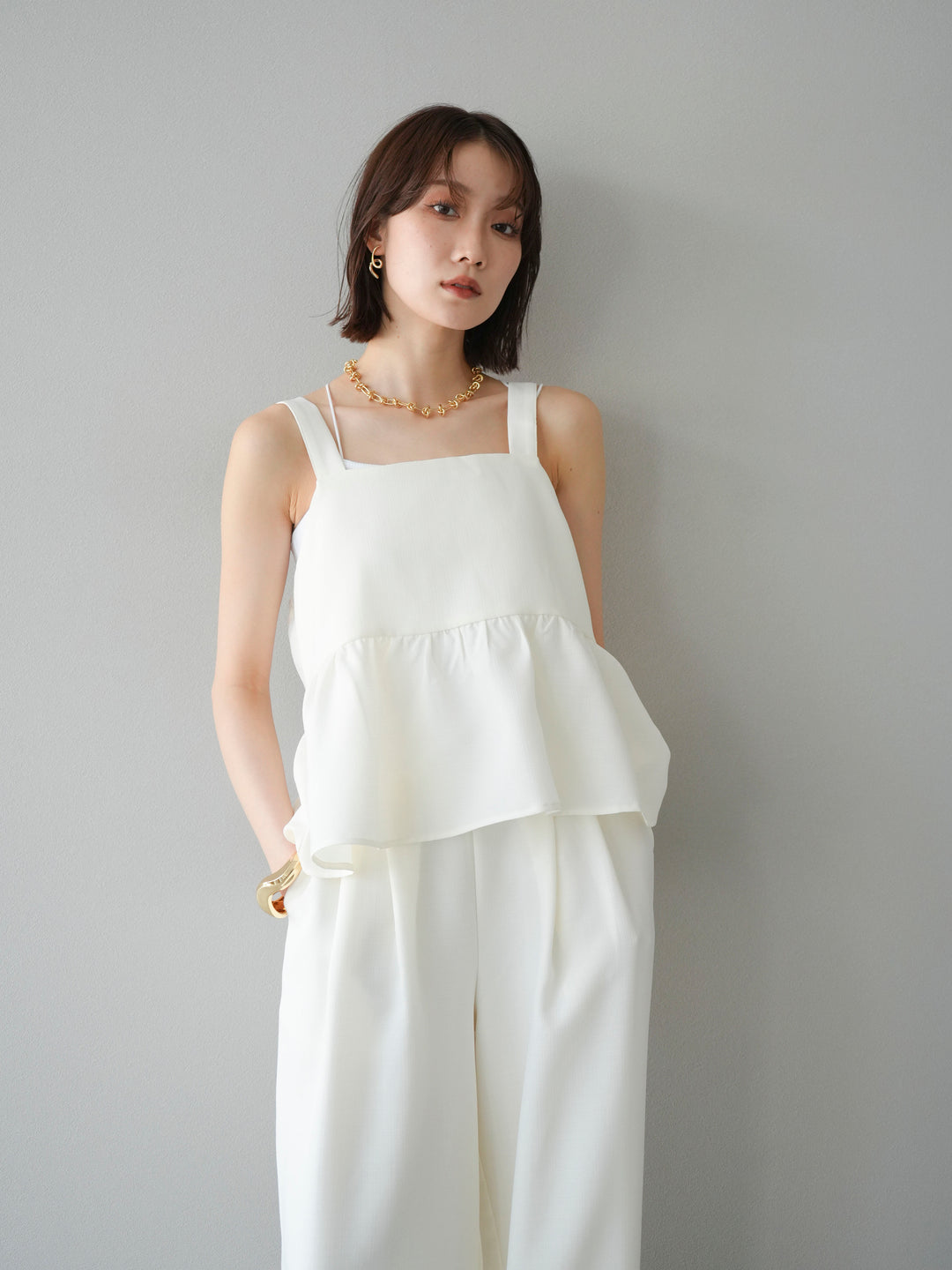 [予約]リネンライクビスチェ/アイボリー