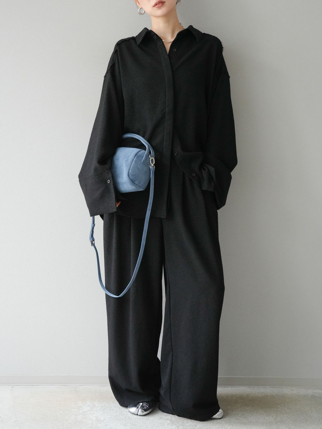 [予約]ネップオーバーシャツ/ブラック