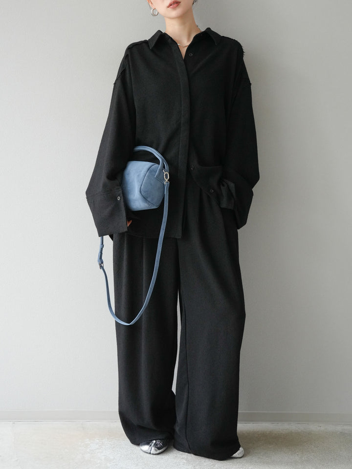 [予約]ネップオーバーシャツ/ブラック