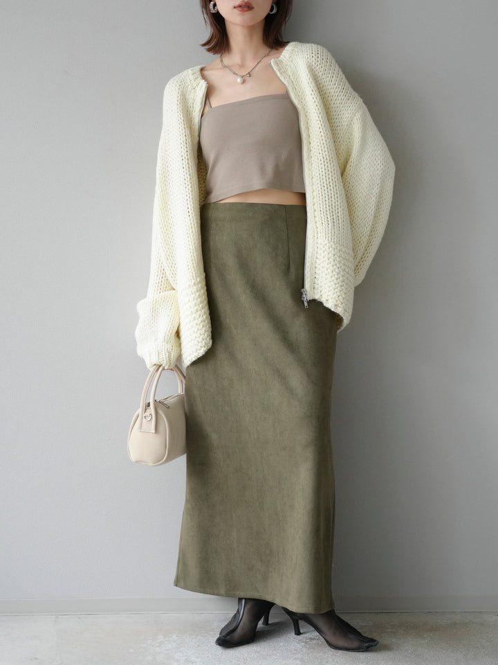 [予約]ロービングケーブルオーバーZIPニットカーディガン/アイボリー