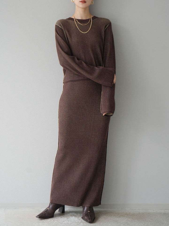 [套裝] 雙面配色羅紋針織套頭衫 + 可選飾品套裝（2 套）