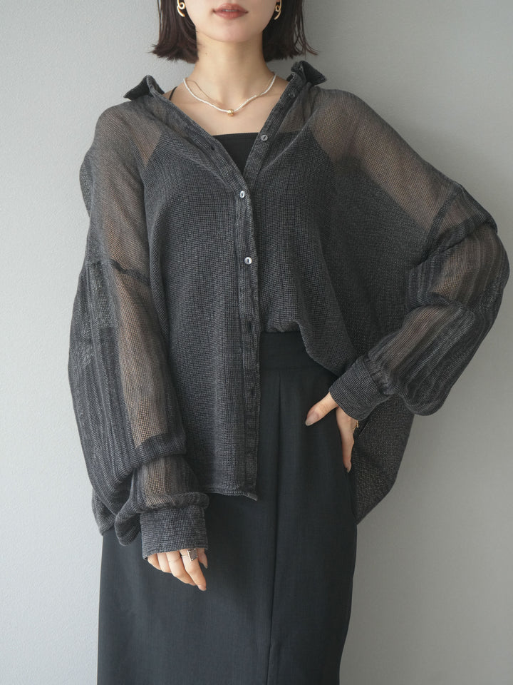 [予約]コットンラメメッシュオーバーシャツ/グレー