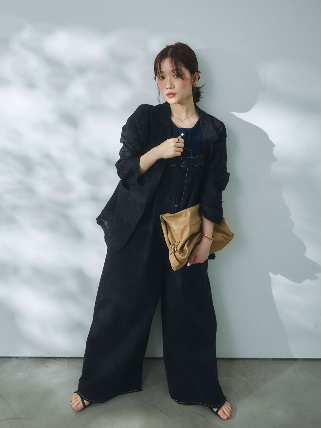 【Allure】[SET]カットオフコットンツイル配色ステッチサロペット+カットオフコットンツイル配色ステッチサロペット(2set)