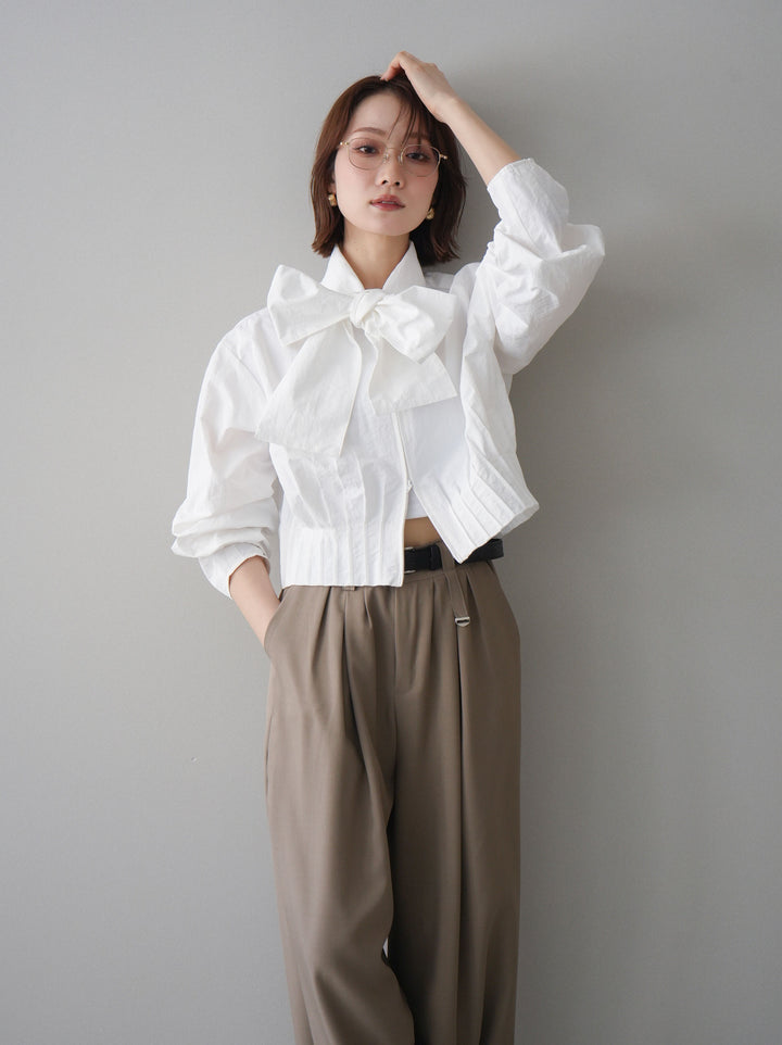 [SET]ボウタイ裾プリーツライトジャケット+ボウタイ裾プリーツライトジャケット(2set)