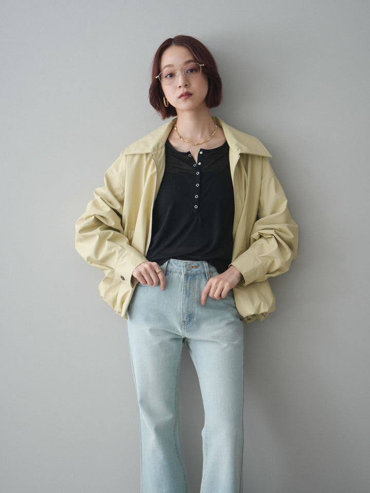 [予約]ウォッシャブルフェイクレザーバルーンジャケット/yellow