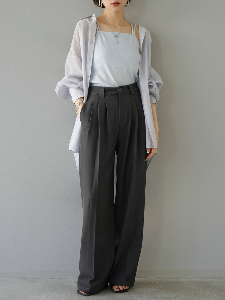 [Pre-order] 3-tuck wide pants/charcoal