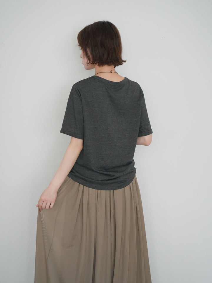 【套裝】Logo T卹配圓形項鍊+緞面滾邊薄紗喇叭裙（兩件套）