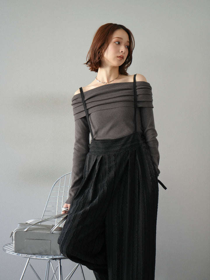 [予約]オフショルニットプルオーバー/チャコール