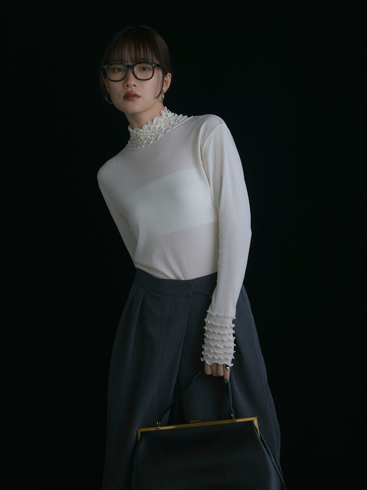 [予約]シアーフリルメロートップス/アイボリー