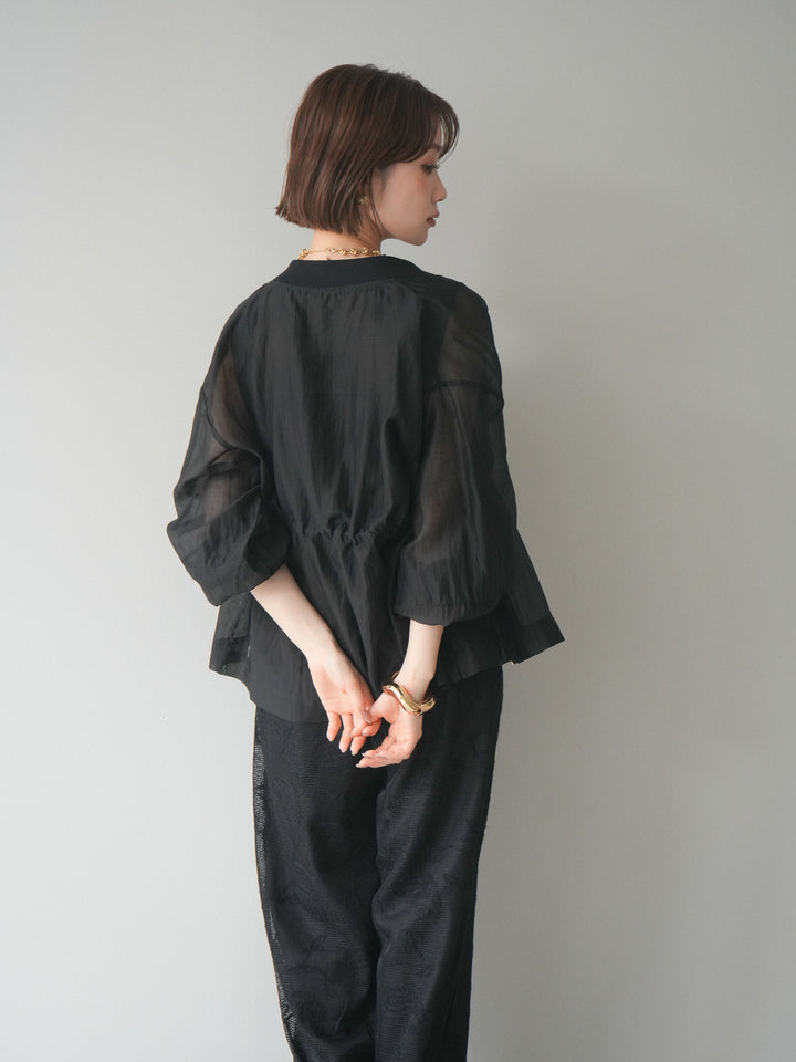[予約]レース刺繍サロペット/black