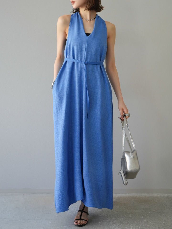 【預購】環形設計不均勻染色洋裝/藍色